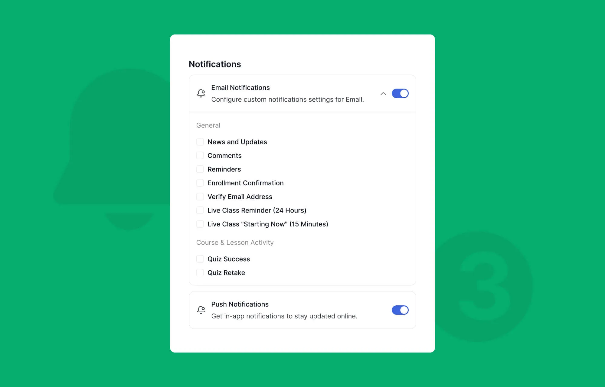 Tutor LMS 中的通知和偏好设置