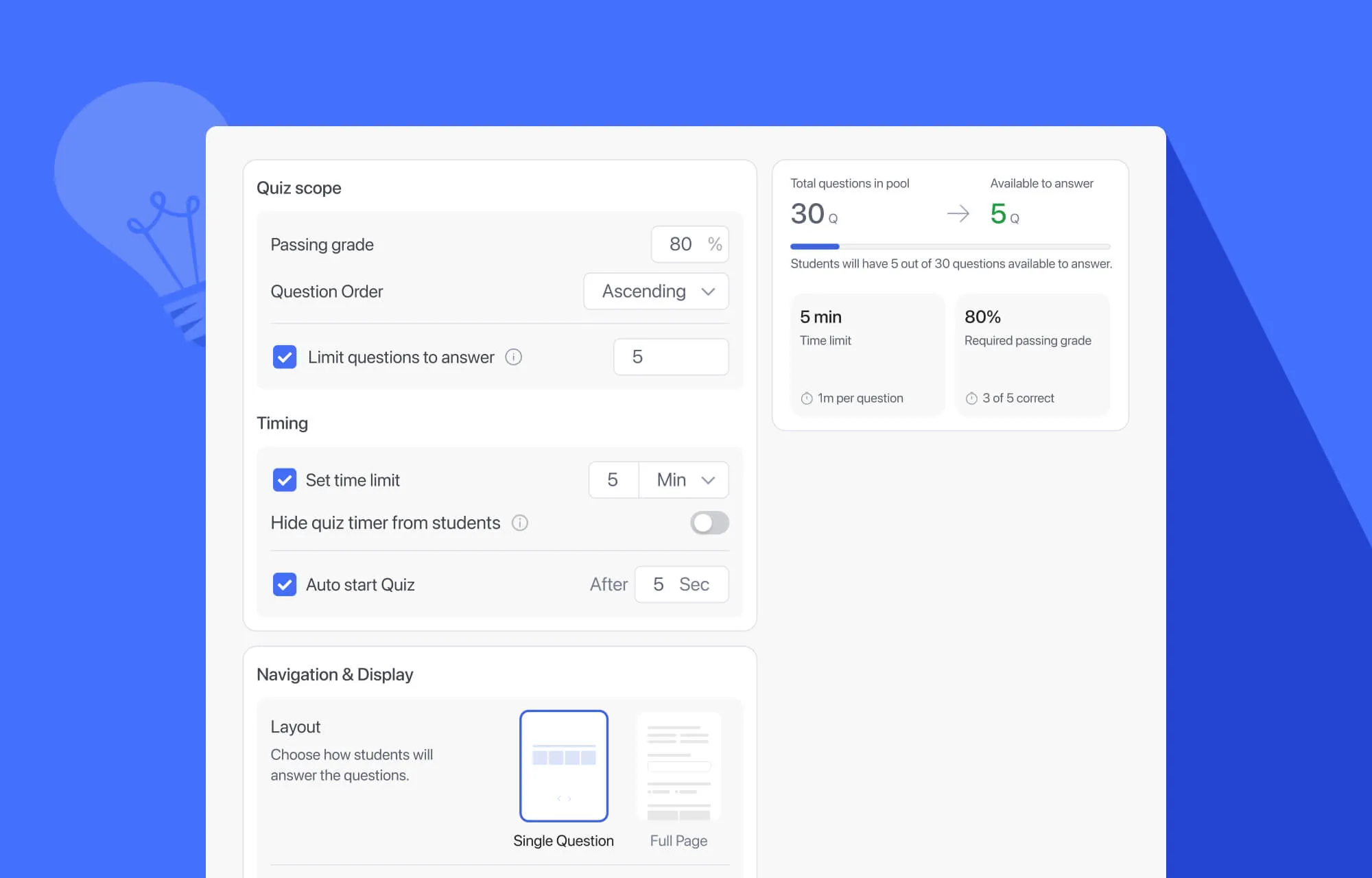 Tutor LMS 4.0 中的智能测验设置