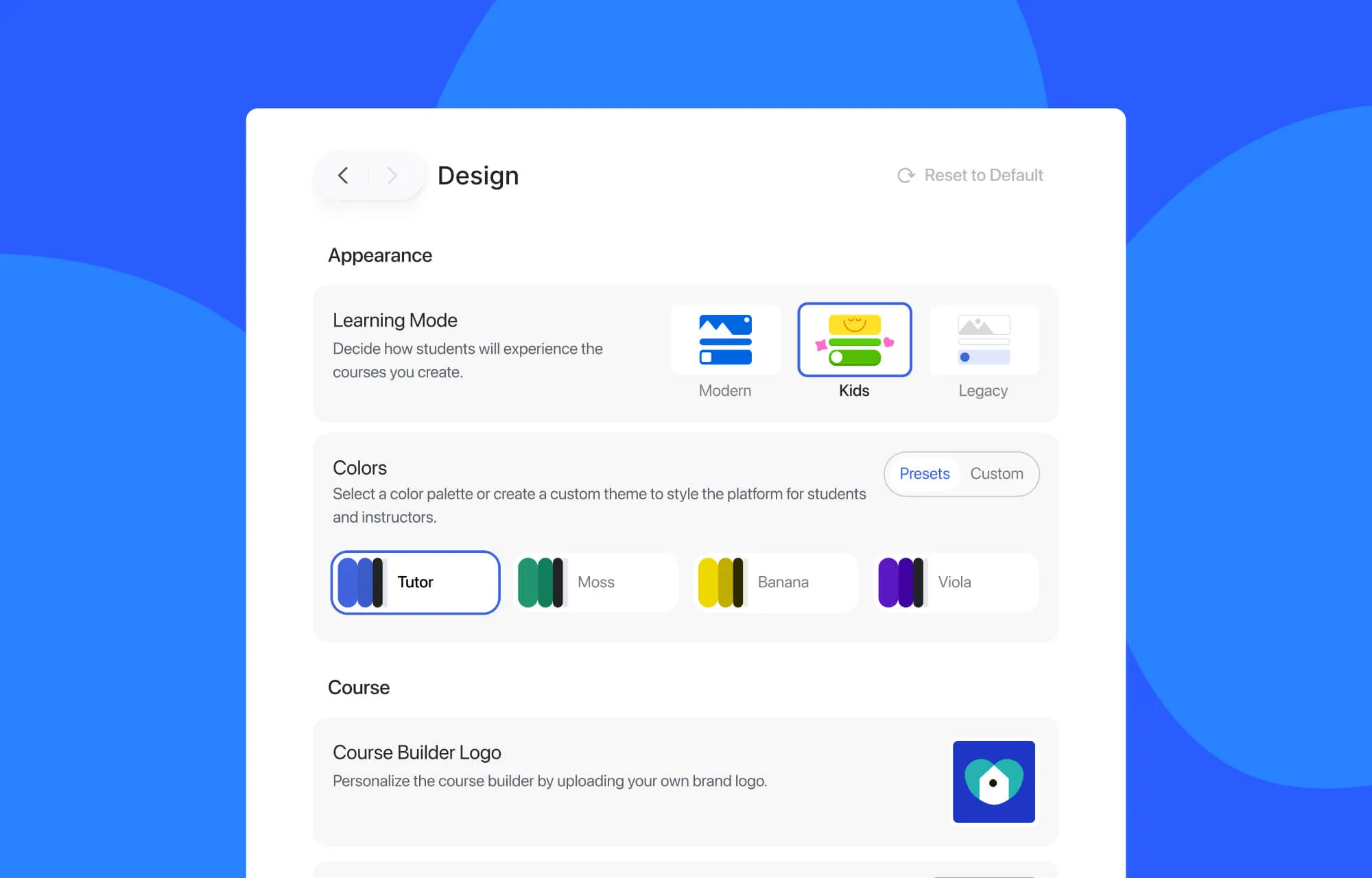 Tutor LMS 4.0 中的全局设计设置