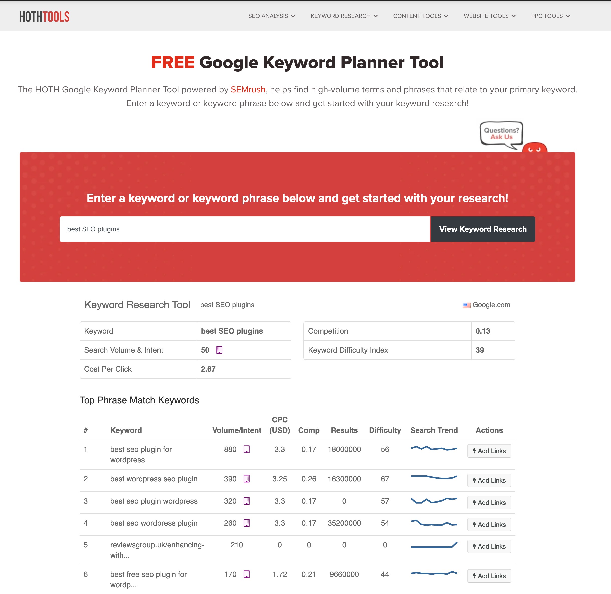 Hoth 的 Google 关键词规划工具