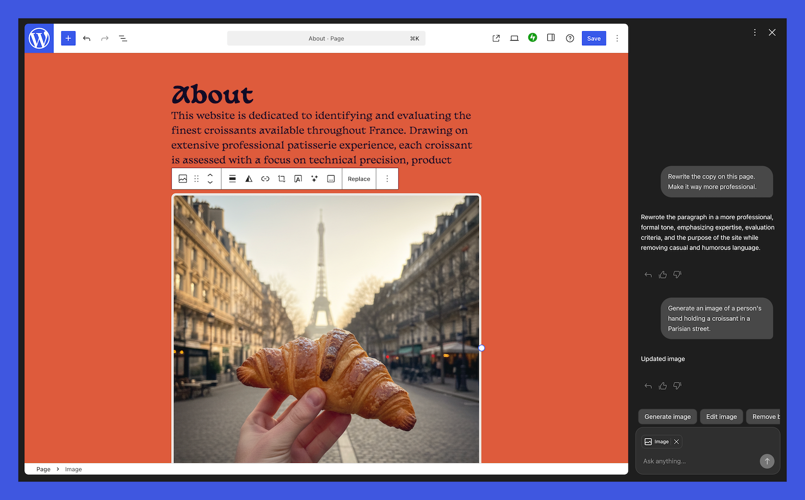 WordPress AI: 7.0如何为AI驱动的网站奠定基础 2 WordPress AI 助手截图