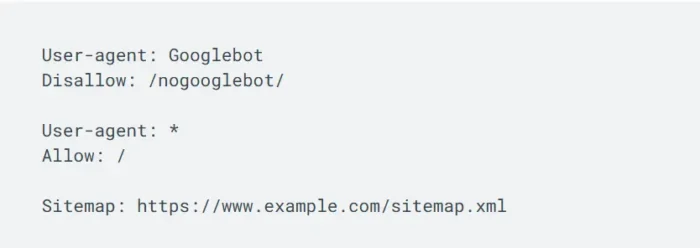 robots.txt文件设置指南:提升SEO与AI爬虫抓取效率的4个关键方法 7 以下 robots.txt 规则示例允许 Googlebot 抓取 www.example.com 上任何不包含 /nogooglebot/ URL 别名的网页。